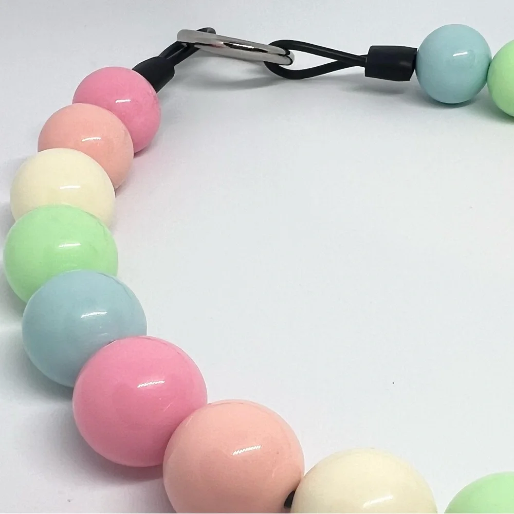 Pastel Rainbow Beaded Dog Collar Necklace Size Medium - 16 inches